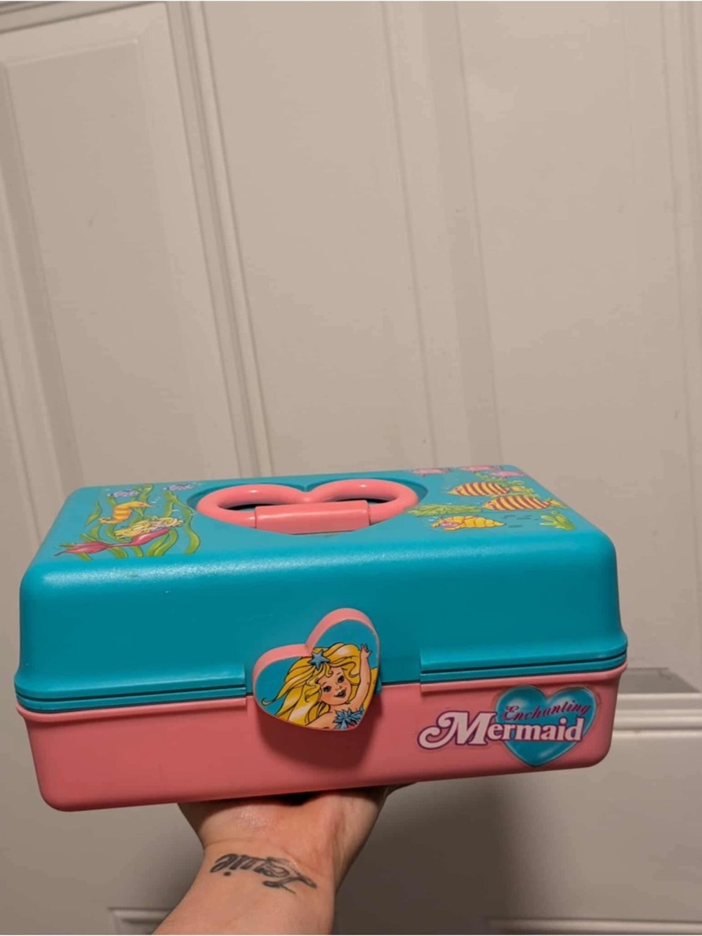 VTG CDI Enchanting Mermaid & Heart Caboodle Case Jewelry Make-Up Mirror Box Set